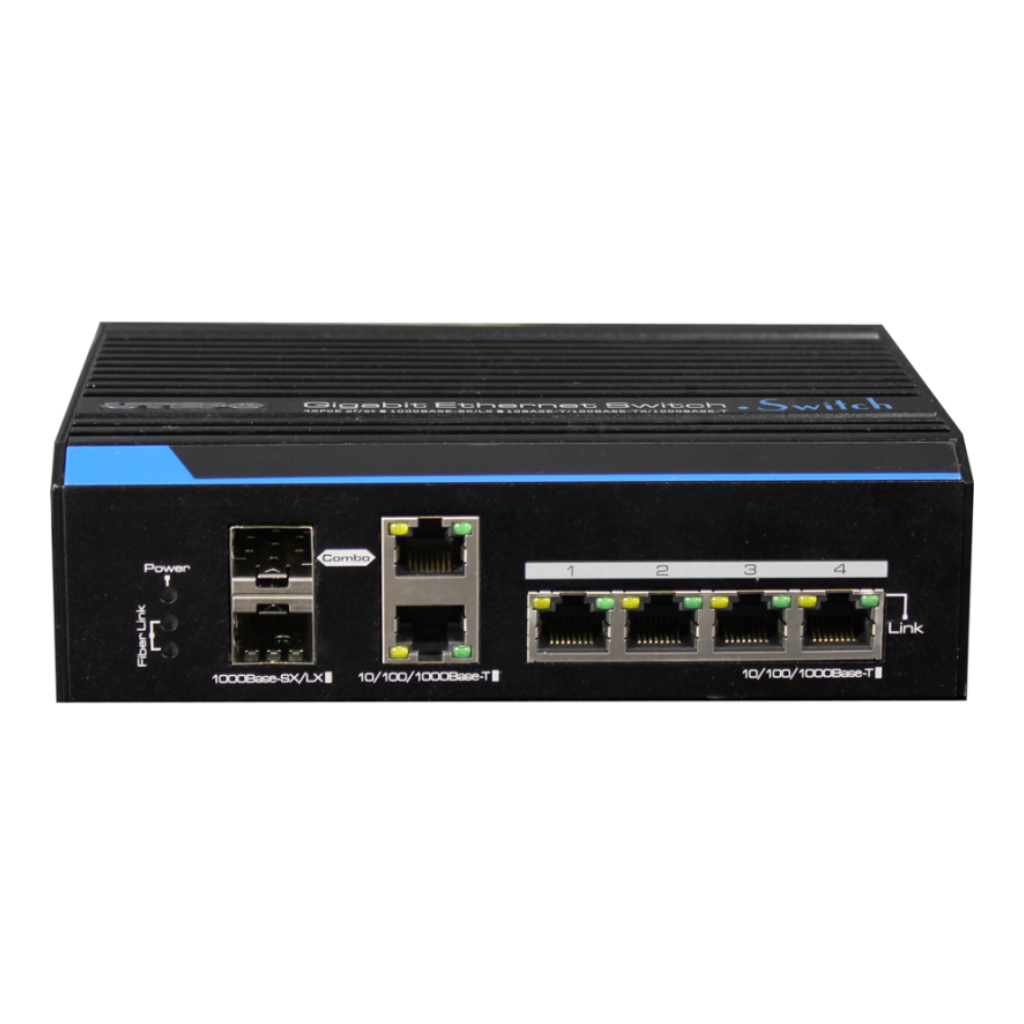 Switch Industrial 4 puertos Gigabit + 2 Uplink Combo Gigabit (2SFP+2RJ45) Redundant 6KV
