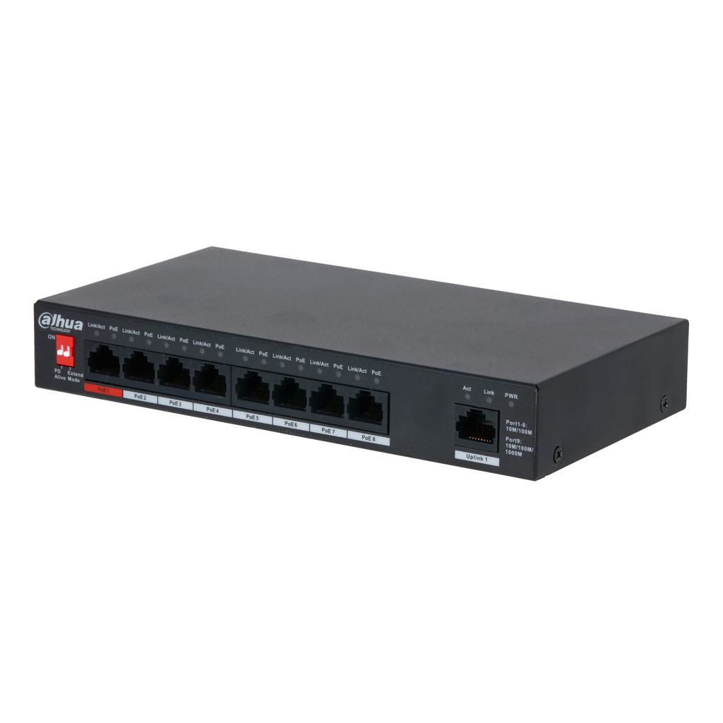 [PFS3009-8ET1GT-96] Switch PoE 2.0 8 puertos 10/100 + 1 Uplink Gigabit 96W No_Manejable Layer2